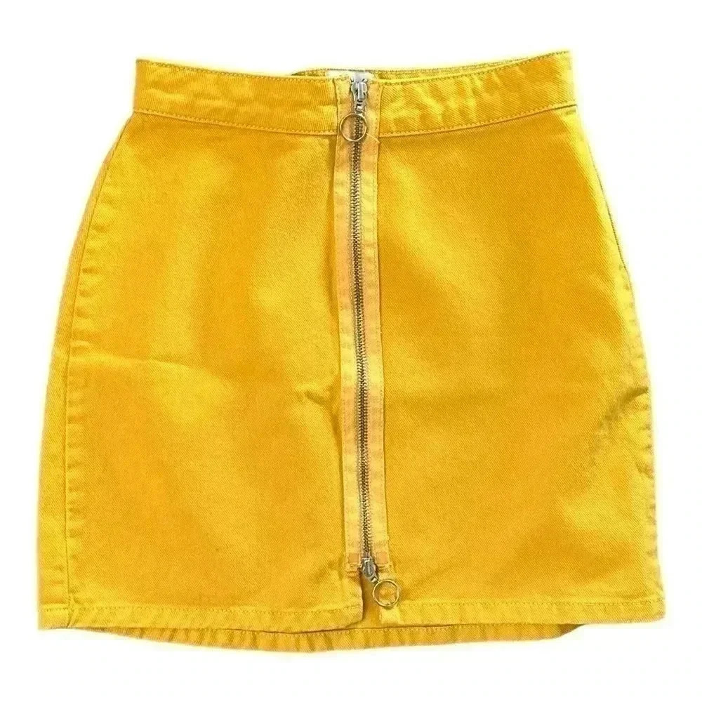 Urban Outfitters Yellow Zip up BDG High Rise Denim Skirt XS - Picture 3 of 5